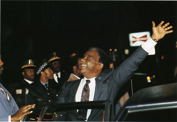 Harold Washington was elected first African American mayor of Chicago on April 12, 1983.