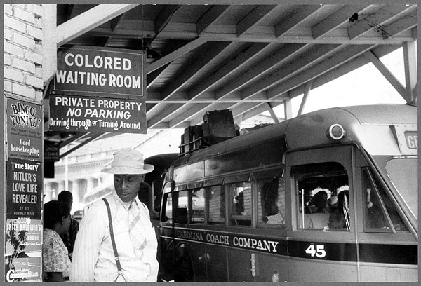 "Colored Waiting Room" at bus station, Durham, North Carolina, 1941.