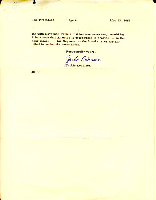 Robinson's letter to President Eisenhower (Slide 2).